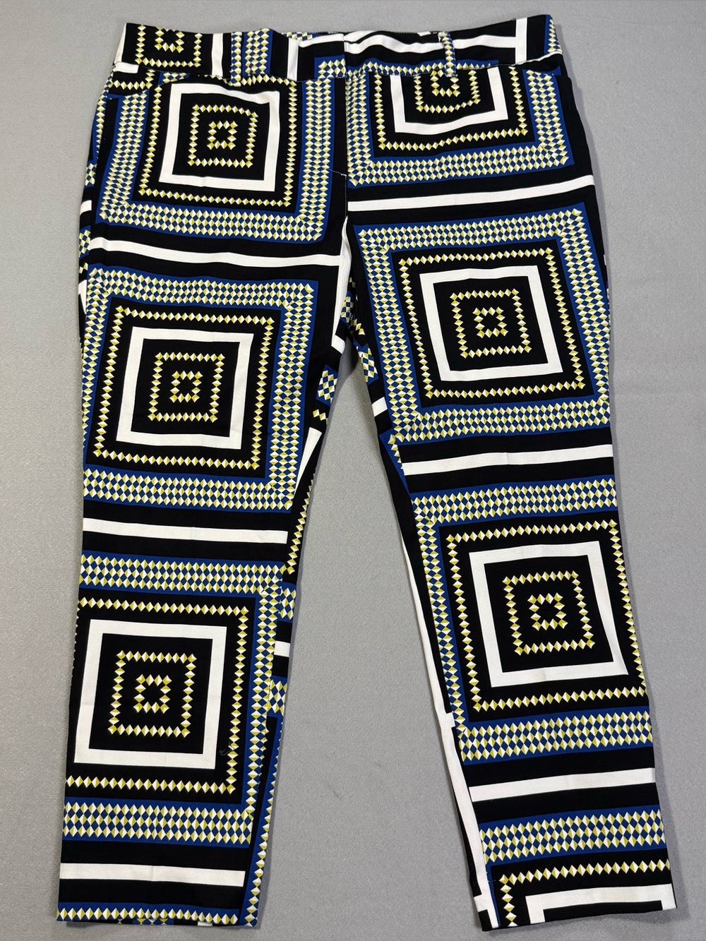 7th Avenue Design Studio Women’s Geometric Print Ankle Pants Size 20 Blue Black